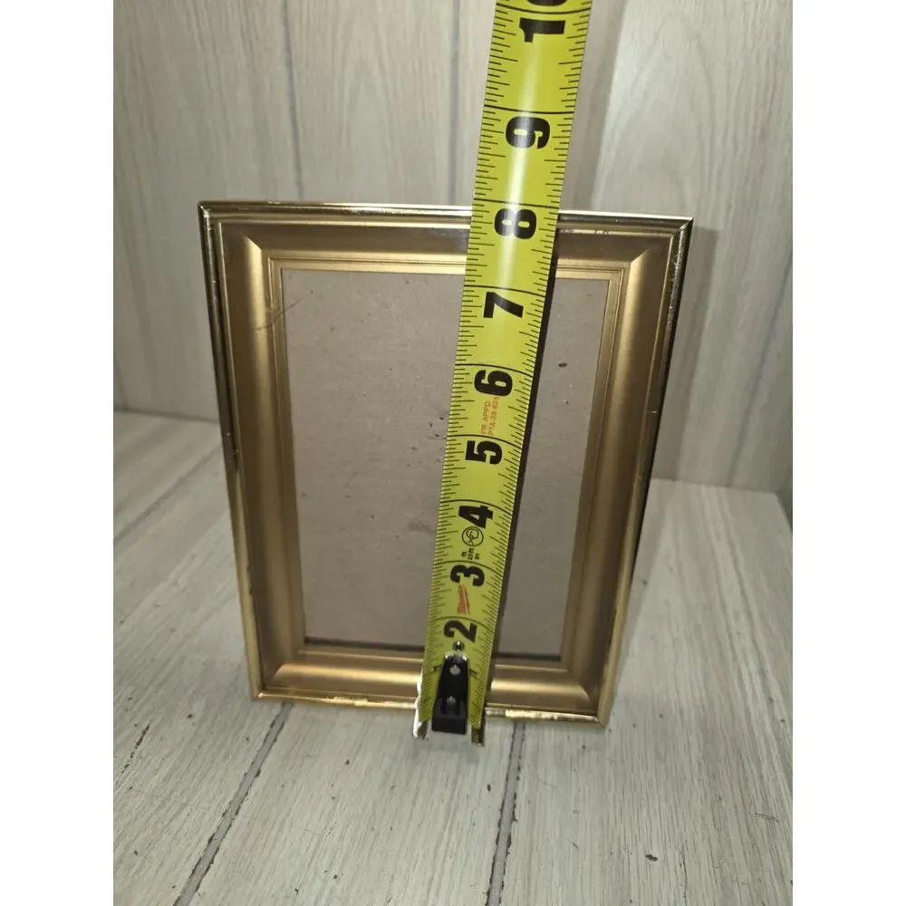Vtg Picture Frame Gold Tone With Gold Border 5x7 Standing Easel Photo Frame